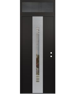 DIAMOND A5 36" X 96" BLACK/BLACK CLEAR GLASS PANEL STAINLESS STEEL LHI WITH TRANSOM MIRRORED GLASS