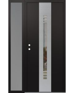 DIAMOND A5 50" X 80" BLACK/BLACK CLEAR GLASS PANEL STAINLESS STEEL RHI WITH SIDELITE FROSTED GLASS