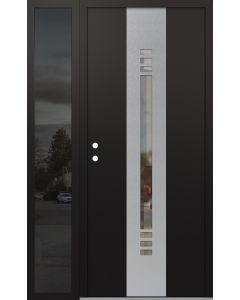 DIAMOND A5 48" X 80" BLACK/BLACK CLEAR GLASS PANEL STAINLESS STEEL RHI WITH SIDELITE MIRRORED GLASS