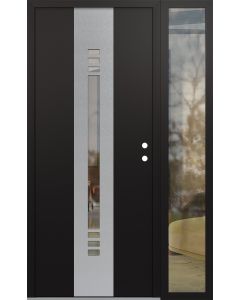 DIAMOND A5 50" X 80" BLACK/BLACK CLEAR GLASS PANEL STAINLESS STEEL LHI WITH SIDELITE CLEAR GLASS