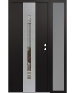 DIAMOND A5 50" X 80" BLACK/BLACK CLEAR GLASS PANEL STAINLESS STEEL LHI WITH SIDELITE FROSTED GLASS
