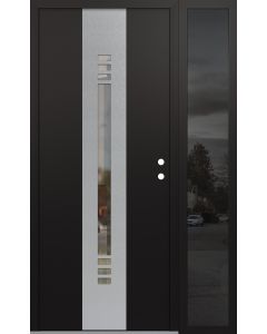 DIAMOND A5 52" X 80" BLACK/BLACK CLEAR GLASS PANEL STAINLESS STEEL LHI WITH SIDELITE MIRRORED GLASS