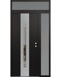 DIAMOND A5 52" X 96" BLACK/BLACK CLEAR GLASS PANEL STAINLESS STEEL LHI WITH SIDELITE AND TRANSOM FROSTED GLASS