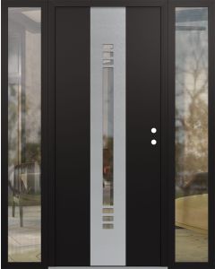 DIAMOND A5 60" X 80" BLACK/BLACK CLEAR GLASS PANEL STAINLESS STEEL LHI WITH 2 SIDELITES CLEAR GLASS