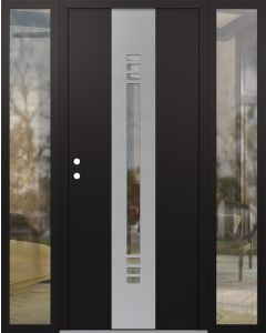 DIAMOND A5 60" X 80" BLACK/BLACK CLEAR GLASS PANEL STAINLESS STEEL RHI WITH 2 SIDELITES CLEAR GLASS