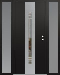 DIAMOND A5 60" X 80" BLACK/BLACK CLEAR GLASS PANEL STAINLESS STEEL LHI WITH 2 SIDELITES FROSTED GLASS
