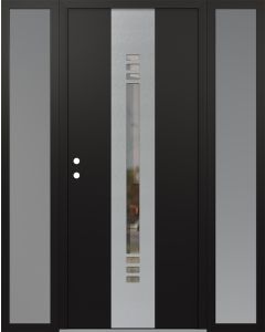 DIAMOND A5 60" X 80" BLACK/BLACK CLEAR GLASS PANEL STAINLESS STEEL RHI WITH 2 SIDELITES FROSTED GLASS