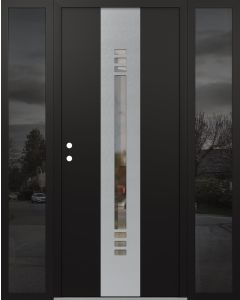 DIAMOND A5 68" X 80" BLACK/BLACK CLEAR GLASS PANEL STAINLESS STEEL RHI WITH 2 SIDELITES MIRRORED GLASS