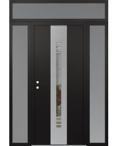 DIAMOND A5 64" X 96" BLACK/BLACK CLEAR GLASS PANEL STAINLESS STEEL RHI WITH 2 SIDELITES AND TRANSOM FROSTED GLASS