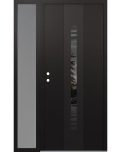DIAMOND A5 48" X 80" BLACK/BLACK MIRRORED GLASS PANEL BLACK RHI WITH SIDELITE FROSTED GLASS