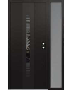 DIAMOND A5 48" X 80" BLACK/BLACK MIRRORED GLASS PANEL BLACK LHI WITH SIDELITE FROSTED GLASS
