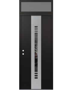 DIAMOND A5 36" X 96" BLACK/BLACK MIRRORED GLASS PANEL STAINLESS STEEL RHI WITH TRANSOM FROSTED GLASS