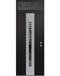 DIAMOND A5 36" X 96" BLACK/BLACK MIRRORED GLASS PANEL STAINLESS STEEL LHI WITH TRANSOM MIRRORED GLASS