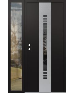 DIAMOND A5 52" X 80" BLACK/BLACK MIRRORED GLASS PANEL STAINLESS STEEL RHI WITH SIDELITE CLEAR GLASS