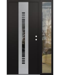 DIAMOND A5 50" X 80" BLACK/BLACK MIRRORED GLASS PANEL STAINLESS STEEL LHI WITH SIDELITE CLEAR GLASS