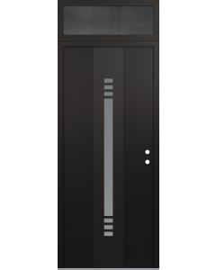 DIAMOND A5 36" X 96" BLACK/WHITE FROSTED GLASS PANEL BLACK LHI WITH TRANSOM MIRRORED GLASS