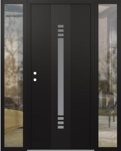 DIAMOND A5 64" X 80" BLACK/WHITE FROSTED GLASS PANEL BLACK RHI WITH 2 SIDELITES CLEAR GLASS