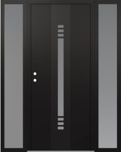 DIAMOND A5 60" X 80" BLACK/WHITE FROSTED GLASS PANEL BLACK RHI WITH 2 SIDELITES FROSTED GLASS