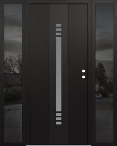 DIAMOND A5 60" X 80" BLACK/WHITE FROSTED GLASS PANEL BLACK LHI WITH 2 SIDELITES MIRRORED GLASS