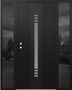 DIAMOND A5 60" X 80" BLACK/WHITE FROSTED GLASS PANEL BLACK RHI WITH 2 SIDELITES MIRRORED GLASS