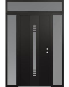 DIAMOND A5 60" X 96" BLACK/WHITE FROSTED GLASS PANEL BLACK LHI WITH 2 SIDELITES AND TRANSOM FROSTED GLASS