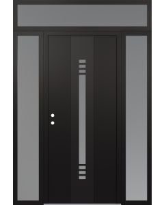 DIAMOND A5 60" X 96" BLACK/WHITE FROSTED GLASS PANEL BLACK RHI WITH 2 SIDELITES AND TRANSOM FROSTED GLASS