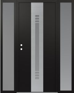 DIAMOND A5 60" X 80" BLACK/WHITE FROSTED GLASS PANEL STAINLESS STEEL RHI WITH 2 SIDELITES FROSTED GLASS