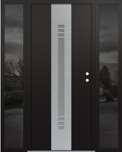 DIAMOND A5 60" X 80" BLACK/WHITE FROSTED GLASS PANEL STAINLESS STEEL LHI WITH 2 SIDELITES MIRRORED GLASS