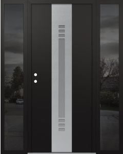 DIAMOND A5 60" X 80" BLACK/WHITE FROSTED GLASS PANEL STAINLESS STEEL RHI WITH 2 SIDELITES MIRRORED GLASS