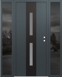 DIAMOND A6 64" X 80" ANTHRACITE/ANTHRACITE FROSTED GLASS PANEL BLACK LHI WITH 2 SIDELITES MIRRORED GLASS