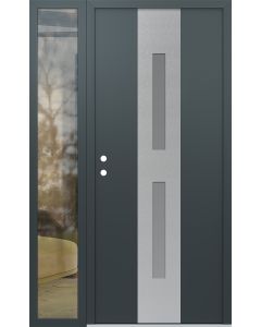 DIAMOND A6 52" X 80" ANTHRACITE/ANTHRACITE FROSTED GLASS PANEL STAINLESS STEEL RHI WITH SIDELITE CLEAR GLASS