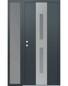 DIAMOND A6 50" X 80" ANTHRACITE/ANTHRACITE FROSTED GLASS PANEL STAINLESS STEEL RHI WITH SIDELITE FROSTED GLASS