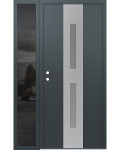 DIAMOND A6 48" X 80" ANTHRACITE/ANTHRACITE FROSTED GLASS PANEL STAINLESS STEEL RHI WITH SIDELITE MIRRORED GLASS