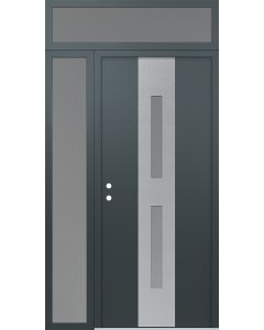 DIAMOND A6 50" X 96" ANTHRACITE/ANTHRACITE FROSTED GLASS PANEL STAINLESS STEEL RHI WITH SIDELITE AND TRANSOM FROSTED GLASS