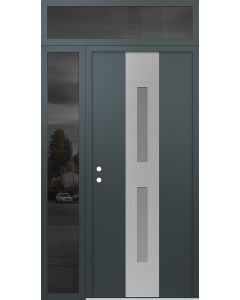 DIAMOND A6 52" X 96" ANTHRACITE/ANTHRACITE FROSTED GLASS PANEL STAINLESS STEEL RHI WITH SIDELITE AND TRANSOM MIRRORED GLASS