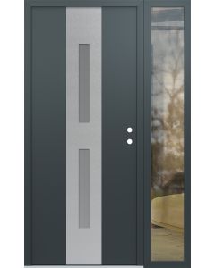 DIAMOND A6 50" X 80" ANTHRACITE/ANTHRACITE FROSTED GLASS PANEL STAINLESS STEEL LHI WITH SIDELITE CLEAR GLASS