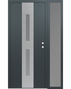 DIAMOND A6 50" X 80" ANTHRACITE/ANTHRACITE FROSTED GLASS PANEL STAINLESS STEEL LHI WITH SIDELITE FROSTED GLASS