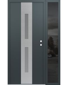 DIAMOND A6 48" X 80" ANTHRACITE/ANTHRACITE FROSTED GLASS PANEL STAINLESS STEEL LHI WITH SIDELITE MIRRORED GLASS