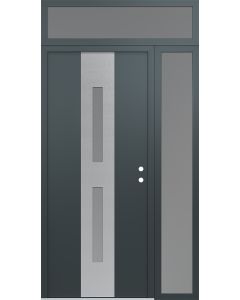 DIAMOND A6 50" X 96" ANTHRACITE/ANTHRACITE FROSTED GLASS PANEL STAINLESS STEEL LHI WITH SIDELITE AND TRANSOM FROSTED GLASS