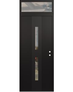 DIAMOND A6 36" X 96" BLACK/BLACK CLEAR GLASS PANEL BLACK LHI WITH TRANSOM CLEAR GLASS