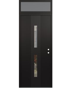 DIAMOND A6 36" X 96" BLACK/BLACK CLEAR GLASS PANEL BLACK LHI WITH TRANSOM FROSTED GLASS
