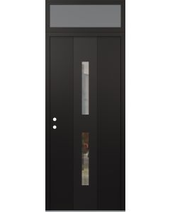 DIAMOND A6 36" X 96" BLACK/BLACK CLEAR GLASS PANEL BLACK RHI WITH TRANSOM FROSTED GLASS