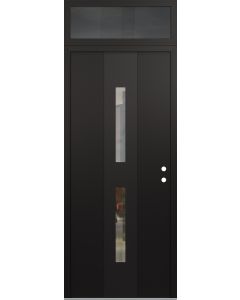 DIAMOND A6 36" X 96" BLACK/BLACK CLEAR GLASS PANEL BLACK LHI WITH TRANSOM MIRRORED GLASS