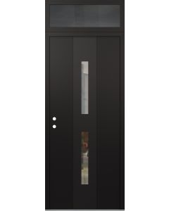 DIAMOND A6 36" X 96" BLACK/BLACK CLEAR GLASS PANEL BLACK RHI WITH TRANSOM MIRRORED GLASS