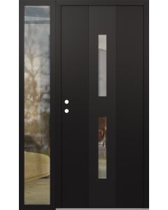 DIAMOND A6 48" X 80" BLACK/BLACK CLEAR GLASS PANEL BLACK RHI WITH SIDELITE CLEAR GLASS
