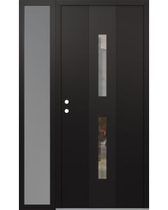 DIAMOND A6 50" X 80" BLACK/BLACK CLEAR GLASS PANEL BLACK RHI WITH SIDELITE FROSTED GLASS