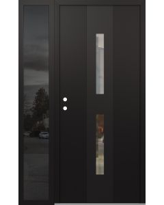 DIAMOND A6 50" X 80" BLACK/BLACK CLEAR GLASS PANEL BLACK RHI WITH SIDELITE MIRRORED GLASS