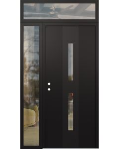 DIAMOND A6 48" X 96" BLACK/BLACK CLEAR GLASS PANEL BLACK RHI WITH SIDELITE AND TRANSOM CLEAR GLASS