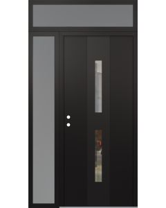 DIAMOND A6 50" X 96" BLACK/BLACK CLEAR GLASS PANEL BLACK RHI WITH SIDELITE AND TRANSOM FROSTED GLASS