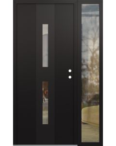 DIAMOND A6 50" X 80" BLACK/BLACK CLEAR GLASS PANEL BLACK LHI WITH SIDELITE CLEAR GLASS